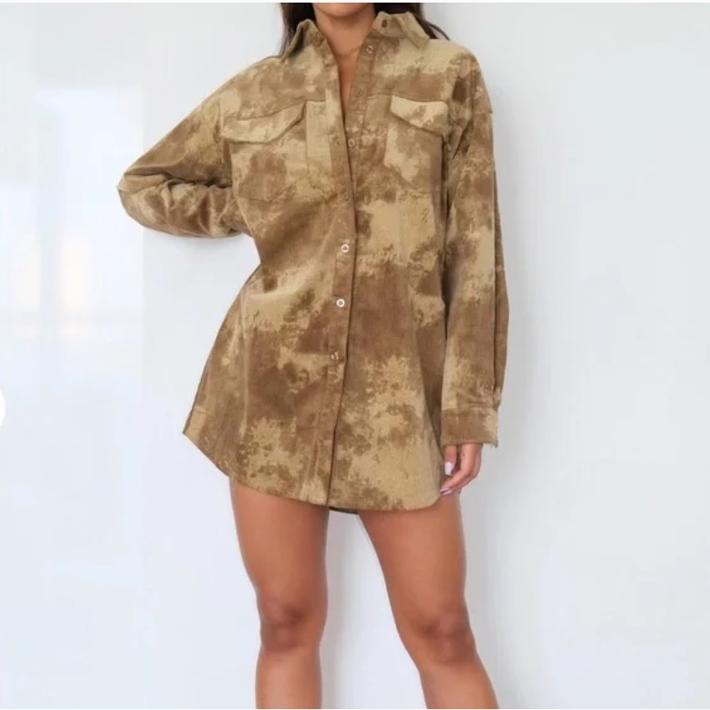 Missguided Tan & Brown Button Down Corduroy Shacket 4